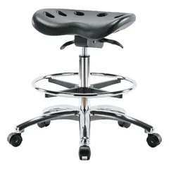 ESD-Safe Polyurethane Lab Stool, 20-28 in Height, Black