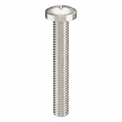 Pan head machine screws with #10-32 thread, 1-1/4 in length, made from 316 stainless steel with plain finish. Phillips drive, #2 drive size. Suitable for fastening metal components in industrial assemblies, machinery enclosures, and electrical panels where corrosion resistance is required. Supplied in a 25-piece pack.