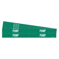 Pipe Marker: Pump, Green, White, Fits 3/4 to 2 3/8 in Pipe O.D., 4 Pipe Markers, 5 PK (MPN 7402-4-PK)