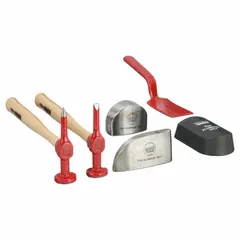 This auto body hammer kit includes a 23 1/4 in long carbon pick hammer and a shot dolly. Used for shaping and smoothing sheet metal during collision and dent repair.