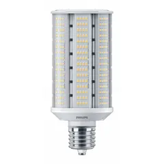 This LED lamp features a Mogul Screw (EX39) base and operates at 100 to 277V. It consumes 40 W and delivers 4000K color temperature. The shatter-resistant construction suits industrial wall-pack fixtures and other high-bay applications requiring robust lighting.