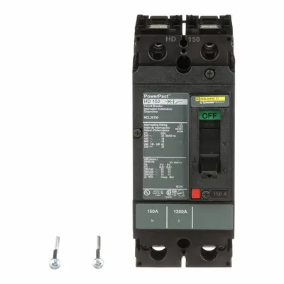 SQUARE D Molded Case Circuit Breaker: 150 A Amps, 25kA at 240V AC, Fixed, Line/Load Lug - H-Frame Square D Molded Case Circuit Breakers