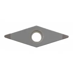 Diamond indexable turning insert for precision machining of non-ferrous materials. Used in turning, boring, and facing operations to achieve fine surface finishes.