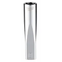This 6-point deep socket is designed for fastening and loosening metric hex fasteners. The anti-roll feature prevents the socket from rolling on sloped surfaces. Chrome construction provides corrosion resistance. Suitable for use in tight or recessed areas requiring extended reach.