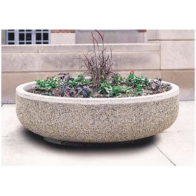 WAUSAU TILE Round Planter Bollard, Beige, 17 in Height, TF4125W22 - Round Planter Bollards