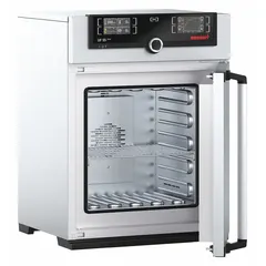 Mechanical forced-air convection oven with 1.9 cu ft capacity, 300°C max temperature, and 2000 W power. Operates on 230V AC with temperature uniformity of ±1.4°C and accuracy tolerance of ±0.1°C up to 99.9°C, ±0.5°C at 100°C+. Suitable for drying, heating, and aging tests in laboratory and industrial thermal processing.