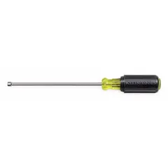 This SAE nut driver features a magnetized tip that holds fasteners securely during installation or removal. The hollow round shank accommodates long bolts, making it suitable for electrical and mechanical assembly tasks. Tip size is 3/16 inch.