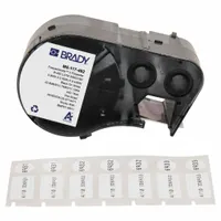 Thermal transfer precut label roll cartridge containing 240 rectangular cryogenic polyester labels, each 1/2 in x 29/32 in. Designed for use with Brady M511 printer series and suitable for labeling 1.5 to 2.0 mL vials or tubes in laboratory and cold-chain storage applications