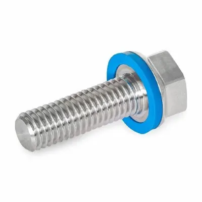 JW WINCO Low-Profile Hygienic Hex Head Screw with Sealing Washer - Low-Profile Hygienic Hex Head Screws with Sealing Washer