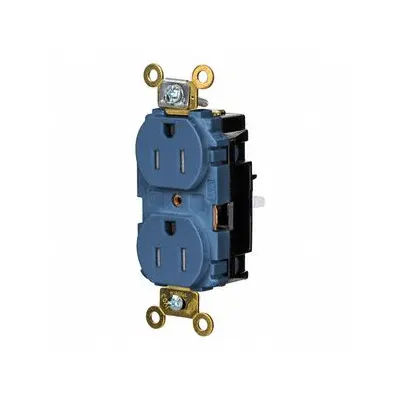 HUBBELL Receptacle: Duplex, 5-15, Blue, 125V AC, 15 A, 2 Pole / 3 Wire (MPN HBL5262STBLTR) - General Purpose Receptacles