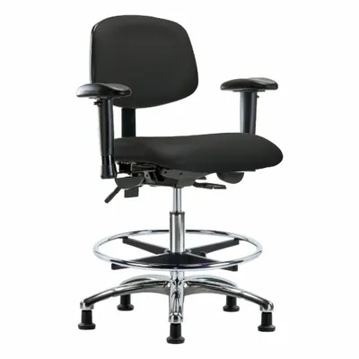 OEM Vinyl Lab Chair with Arms, Aluminum Base, Height Range 21 1/2" to 29" - Vinyl Lab Chairs