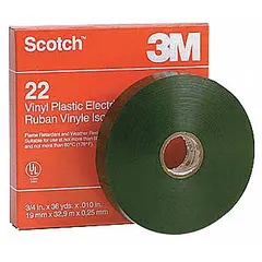 This 48-pack of 3M Series 22 electrical tape provides 36-yard rolls of 10-mil-thick vinyl tape with rubber adhesive. Rated for 600 V, it is used for insulating electrical wires and cables, bundling, and color-coding in industrial maintenance and panel building.