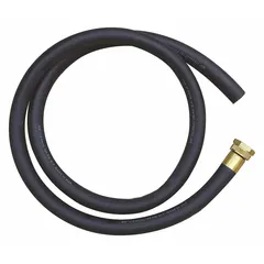 This faucet connector hose features a vinyl tube with a rubber cover for flexibility and durability. It is 5 ft long with a 5/8 in inside diameter and terminated with brass 3/4 in GHT fittings. Suitable for low-pressure water supply connections in commercial or industrial plumbing applications.