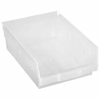QUANTUM STORAGE SYSTEMS Shelf Bin: 11 5/8 in Overall Lg, 8 3/8 in x 4 in, Clear, Nesting Capable (MPN QSB107CL)