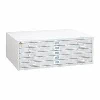 SAFCO PRODUCTS Flat File Cabinet: White, 5 Drawers, 16 1/2 in Overall Ht, 41 1/2 in Overall Dp (MPN 4998WHR)