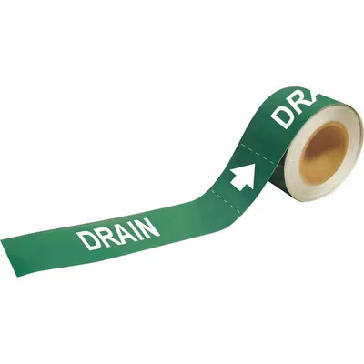 BRADY Drain Adhesive Pipe Markers on a Roll