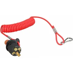 This in-line battery disconnect switch is designed for 12V DC systems, featuring a single-position on/off operation. The brass contact material ensures reliable electrical conductivity. Commonly used in vehicles, marine, and industrial equipment to isolate battery power for maintenance or safety.