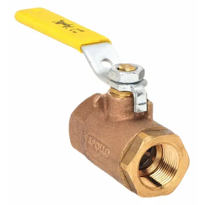 APOLLO Manual Two-Way Ball Valve: 1/4 in, Bronze, Straight, FNPT x FNPT - Bronze Ball Valves with Drain