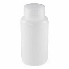This HDPE wide mouth round lab bottle has a 250 mL (8.45 fl oz) capacity and includes a 43 mm closure. The colorless body allows for visual inspection of contents. Suitable for storing and dispensing liquids in laboratory and industrial environments.