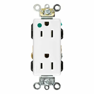 LEVITON Plugs and Receptacles: Duplex, 5-15, White, 125V AC, 15 A, 2 Pole / 3 Wire (MPN 16262-HGW) - General Purpose Receptacles