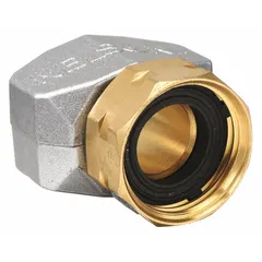 This rigid garden hose end repair fitting connects two female GHT ends for 5/8 in hose I.D. Use it to replace damaged hose ends or join hose sections, restoring a standard-compatible coupling point without replacing the entire hose.