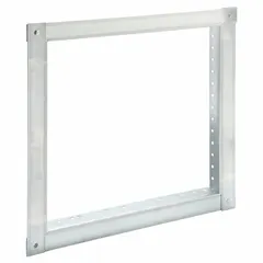 Galvanized steel retaining angle for fire damper installations. Provides structural support to secure the damper frame within HVAC ductwork openings. Measures 15 3/4 inches in height and width.