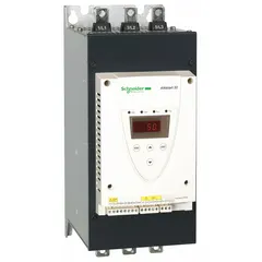 Soft start controller for three-phase induction motors, reducing inrush current and mechanical stress during startup. Rated 110 A output, includes bypass contactor, IP20 enclosure. Suitable for applications such as pumps, fans, compressors, and conveyors.