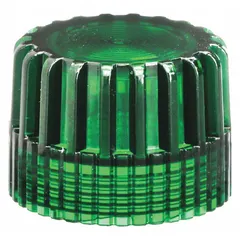 Green non-metallic plastic head for illuminated push buttons, 30 mm panel size. Screw-on attachment compatible with 9001K series operators. Used in industrial control panels for machine start or status indication.