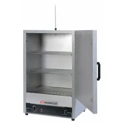 This natural gravity convection oven from HUMBOLDT offers a 3 cu ft capacity and a maximum temperature of 232°C. It operates on 115V AC with 1,600 W power, providing temperature accuracy tolerance of +/-1% and uniformity of +/-6°C @ 300°C. The dial control allows for straightforward temperature adjustment. Typical applications include drying, heating, and curing samples in laboratory and industrial settings.