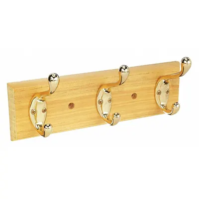 OEM Brass Finish Zinc Coat Hook Rack, 65 lb Capacity, 2 Points per Hook - Coat & Garment Racks