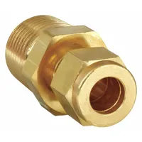 PARKER Compression Fitting Adapter: 1/4 in OD x 1/8 in Pipe Size, Compression x MNPT, Brass (MPN 4-2 FBZ-B)