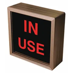 Backlit safety sign for indicating equipment or areas currently in use. Designed for industrial environments such as manufacturing plants, warehouses, and maintenance zones to improve safety and reduce miscommunication. Part number 140060.