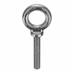 This machinery eye bolt features a shoulder design for lifting, rigging, and pulling applications where loads may be angled. Made from 18-8 stainless steel with a plain finish, it has a 3/8"-16 thread size and 4 in thread length. Nut not included. Made in USA.
