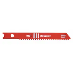 Bi-metal jigsaw blade with U shank, 2-3/4 in length, designed for cutting medium to thick metal. Sold in a 5-pack. Suitable for use with jigsaws in metal fabrication and repair applications.