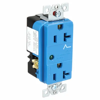HUBBELL Receptacle: Duplex, 5-20, Blue, 125V AC, 20 A, 2 Pole / 3 Wire (MPN HBL5360SA) - General Purpose Receptacles