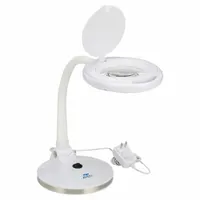 AVEN Round Magnifier Light: LED, 2.25x, 5 Diopter, 570 lm Max Brightness, 11 in Arm Reach, Gooseneck (MPN 26507-XL5)