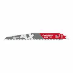 This 3-pack of general-purpose reciprocating saw blades is designed for rigid straight cuts in wood, plastic, and metal. Each blade measures 9 inches in length with a 0.05-inch thickness and features 5 teeth per inch with a tapered geometry. Suitable for demolition, plumbing, and electrical work.