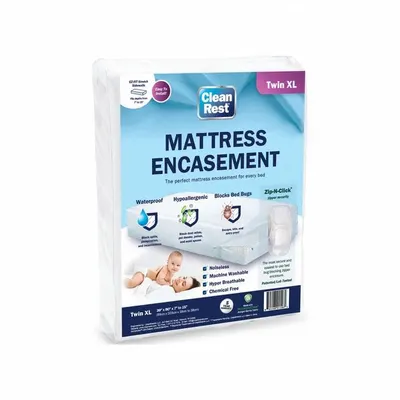CLEANREST Mattress Encasement, Twin XL, 80 x 39 in, White, 15 in Height - Mattress Encasements