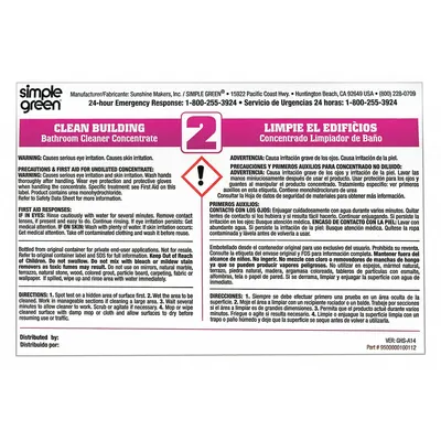 SIMPLE GREEN Secondary Bottle Label, 6 in Wd, 10 PK - Secondary Container Labels and Tags