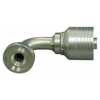 Carbon steel straight crimp fitting for connecting -20 hose dash size to a flange port. Male x male configuration with 1"-11 thread. Used in hydraulic systems for fluid power applications
