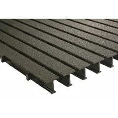 Fiberglass pultruded grating with flame-resistant properties. Nominal size 4 ft x 36 in (WxL). Suitable for industrial flooring, walkways, and platforms in environments requiring corrosion resistance.