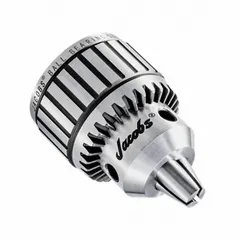 This JACOBS drill chuck features a JT2 taper mount for secure attachment to machine spindles. It accommodates bit diameters from 3/64 in to 1/4 in and uses a K30 key for tightening. Ball bearing construction reduces friction for smooth operation in precision drilling applications.