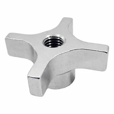 JW WINCO 4-Arm Knob with Threaded Through-Hole - 4-Arm Knobs with Threaded Through-Hole