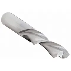 Solid carbide spiral downcut router bit with 2 flutes, 1/2" cutting diameter, and 1-1/4" length of cut. Designed for wood and plywood, it produces clean, chip-free edges on the top surface. Suitable for CNC routing and joinery applications.