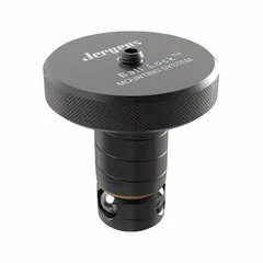 Steel ball lock shank with black oxide finish. Shank diameter 16 mm, outside diameter 1.5 in, overall height 2.22 in. Used in quick-change fixturing systems for locating and clamping workpieces on machining centers, enabling repeatable positioning for milling, drilling, and other metalworking operations.