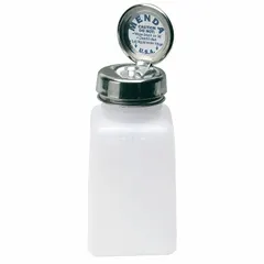 Non-sterile HDPE dispensing bottle with a 177.4 mL (6 fl oz) capacity. Features a natural bottle body, a silver closure, and a dropper tip for controlled drop-by-drop dispensing. Suitable for precise application of liquids in laboratory, industrial, and maintenance settings.