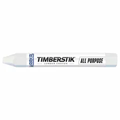 White wax crayon with a soft consistency and 12.7 mm tip width for marking on lumber, concrete, metal, and other rough surfaces. Suitable for temporary layout lines and identification marks in construction, woodworking, and industrial environments.