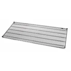 Steel wire shelf for dry environments, finished in chrome with a silver color. Features quick-adjust design and supports up to 1,000 lb. Suitable for use in warehouses, retail backrooms, and industrial shelving systems where adjustable spacing is required.