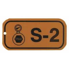 This Brady S-2 lockout tag is made of polystyrene with English text. It features holes for attachment and is designed for use in lockout/tagout procedures to identify equipment under maintenance, preventing accidental energization.