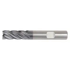 This carbide square end mill is designed for fast cutting of steel and cast iron. It features an AlTiN coating and 5-flute geometry for high material removal rates. With an 8 mm mill diameter, 19 mm length of cut, and 63 mm overall length, it is suitable for production milling, mold and die work, and general engineering applications.